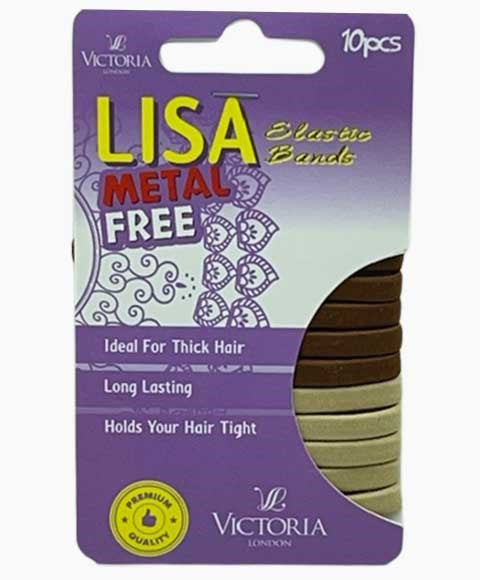 LISA METAL FREE ELASTIC HAIR BANDS 8A2 10 Pcs Color Brown And Beige Kids Hair Accessories Asetena Pa