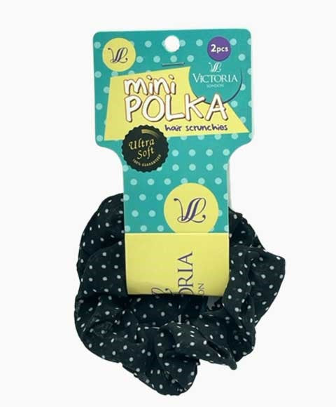 MINI POLKA HAIR SCRUNCHIES 80A1 2 pcs Color Black With White Dot Kids Hair Accessories Asetena Pa
