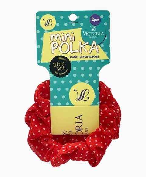 MINI POLKA HAIR SCRUNCHIES 80A4 2 pcs Color Red With White Dot Kids Hair Accessories Asetena Pa
