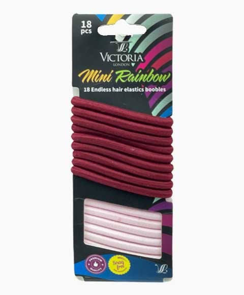 MINI RAINBOW ENDLESS HAIR ELASTICS BOOBLES 70A3 18 Pcs Color Wine And Pink Kids Hair Accessories Asetena Pa