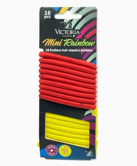 MINI RAINBOW ENDLESS HAIR ELASTICS BOOBLES 70A4 18 Pcs Color Red And Yellow Kids Hair Accessories Asetena Pa