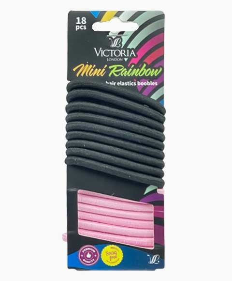 MINI RAINBOW ENDLESS HAIR ELASTICS BOOBLES 70A5 18 Pcs Color Black and Pink Kids Hair Accessories Asetena Pa