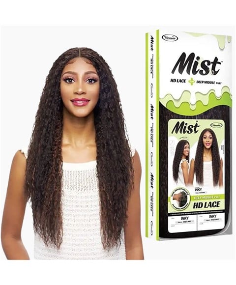 MIST SYNTHETIC INKY DEEP MIDDLE PART HD LACE WIG Color OMT/SUNNY Synthetic Hair Wigs Asetena Pa