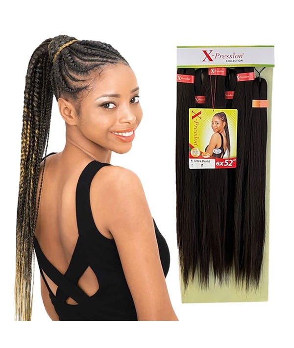 X PRESSION 6X SYNTHETIC PRE STRETCHED ULTRA BRAID 52 inch Color T27/613 Hair for Braid Extensions Asetena Pa
