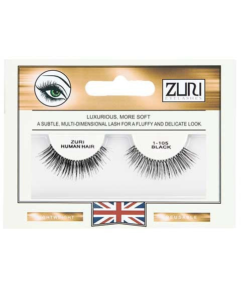ZURI HUMAN HAIR EYELASHES 1 105 BLACK Eye Makeup Asetena Pa