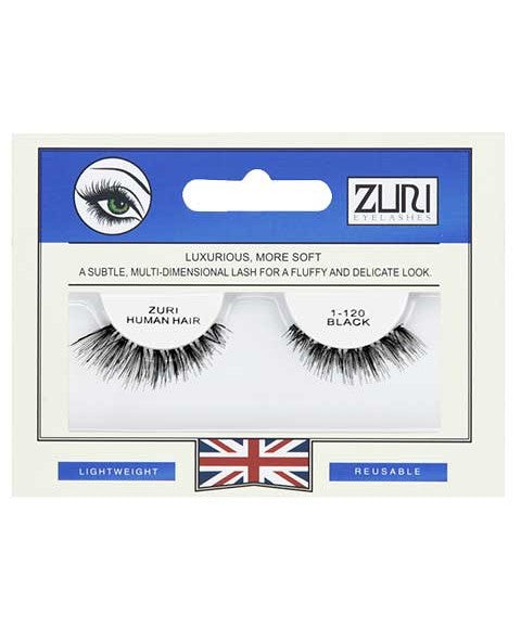 ZURI HUMAN HAIR EYELASHES 1 120 BLACK Eye Makeup Asetena Pa