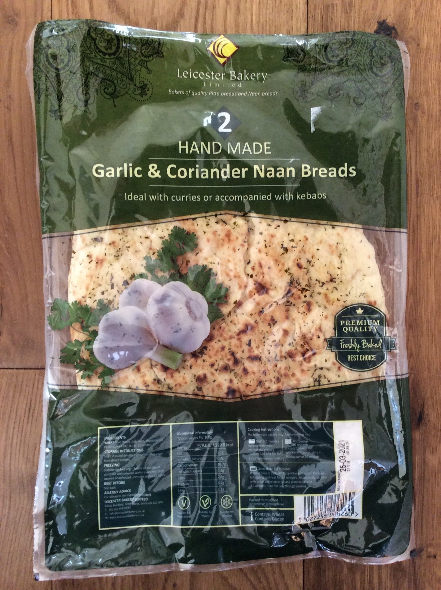 Leicester Garlic And Coriander Large Naan 1x2's