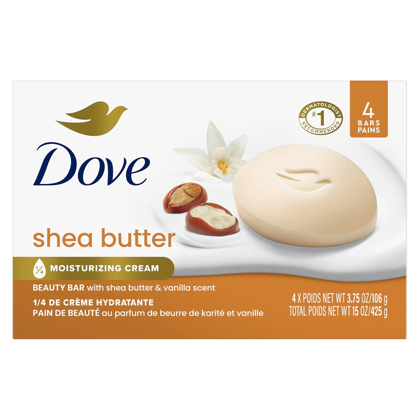 DOVE SOAP 4 PACK SHEA BUTTER 1 x 4X90G