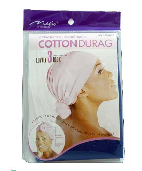 MAGIC COLLECTION BREATHABLE COTTON DURAG Color Black Durags and Caps Asetena Pa