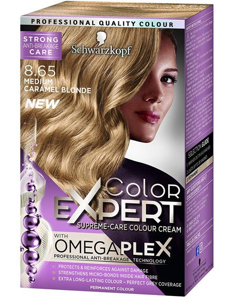 COLOR EXPERT OMEGAPLEX COLOUR CREAM 8.65 MEDIUM CARAMEL BLONDE pack of 3 Hair Color Asetena Pa