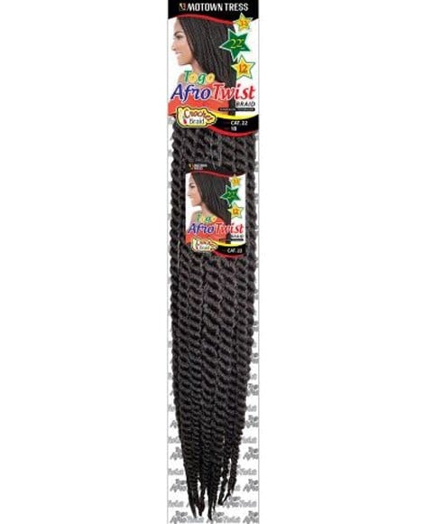 MOTOWN TRESS SYN CAT 22 TOGO AFRO TWIST BRAID 22 Color 4 Hair for Braid Extensions Asetena Pa