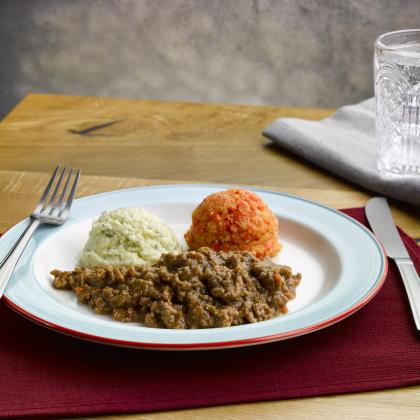 Simply Puree Level 5 Minced & Moist Lamb Casserole 12 x 380g Ready Meals Asetena Pa