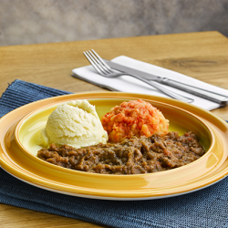 Simply Puree Level 5 Minced & Moist Beef Stew & Dumplings 12 x 380g Ready Meals Asetena Pa