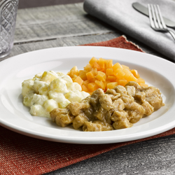 Simply Puree Level 6 Soft & Bite Sized Roast Chicken & Stuffing 12 x 380g Ready Meals Asetena Pa