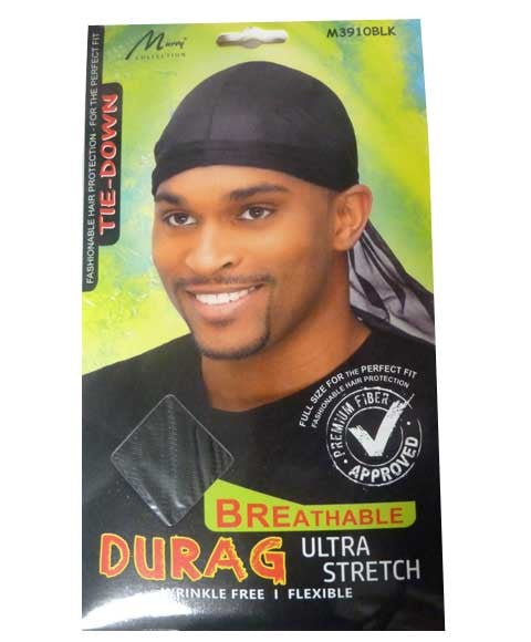 MAGIC COLLECTION TIE DOWN DURAG BREATHABLE Color M3910BLK Durags and Caps Asetena Pa