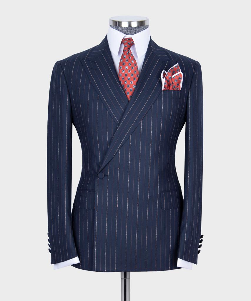 Men's Wear Clothing Outfit Dark Blue Grey Regular Fit One Button Fashion Suit Blazer