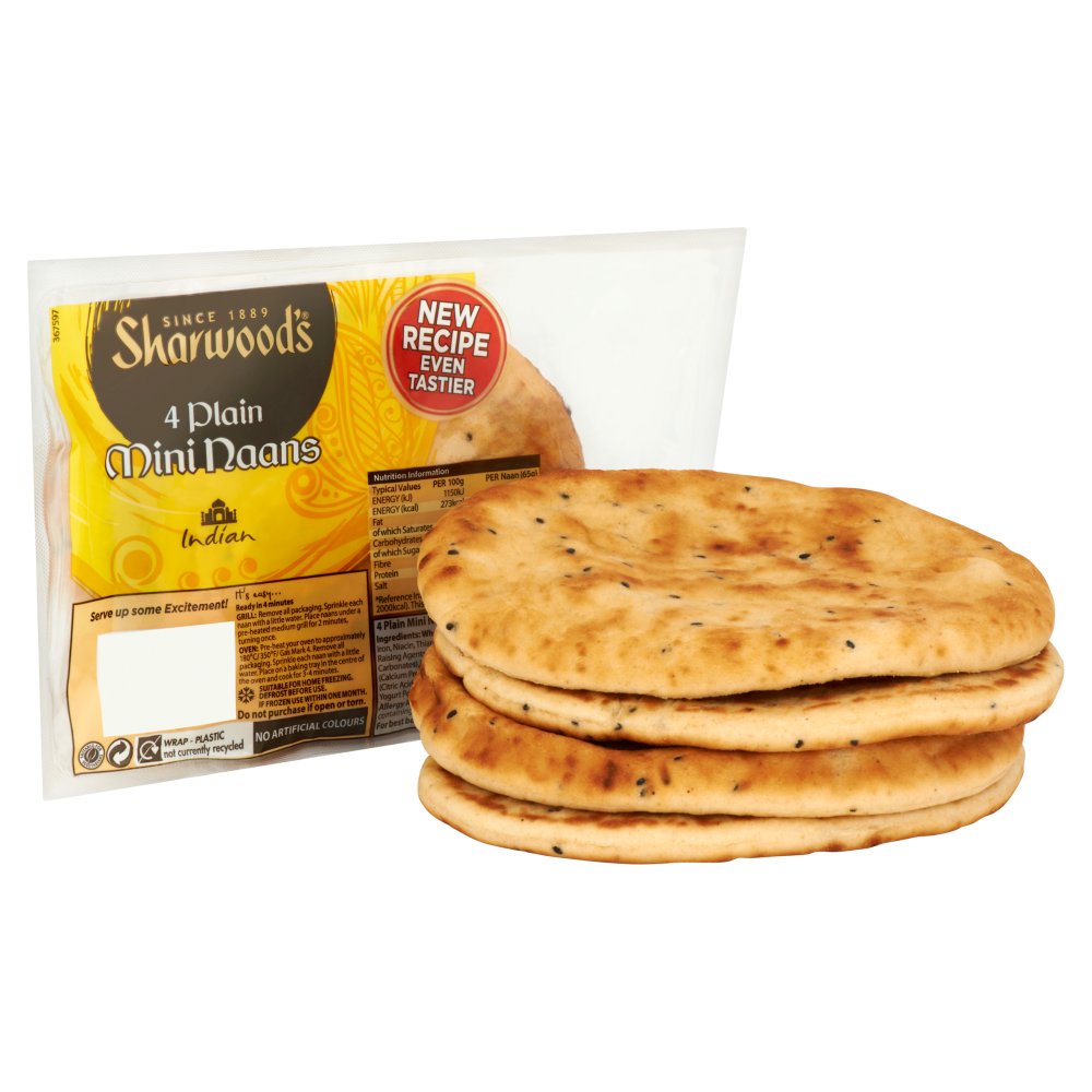 Sharwood's 4 Plain Mini Naans 260g-Food