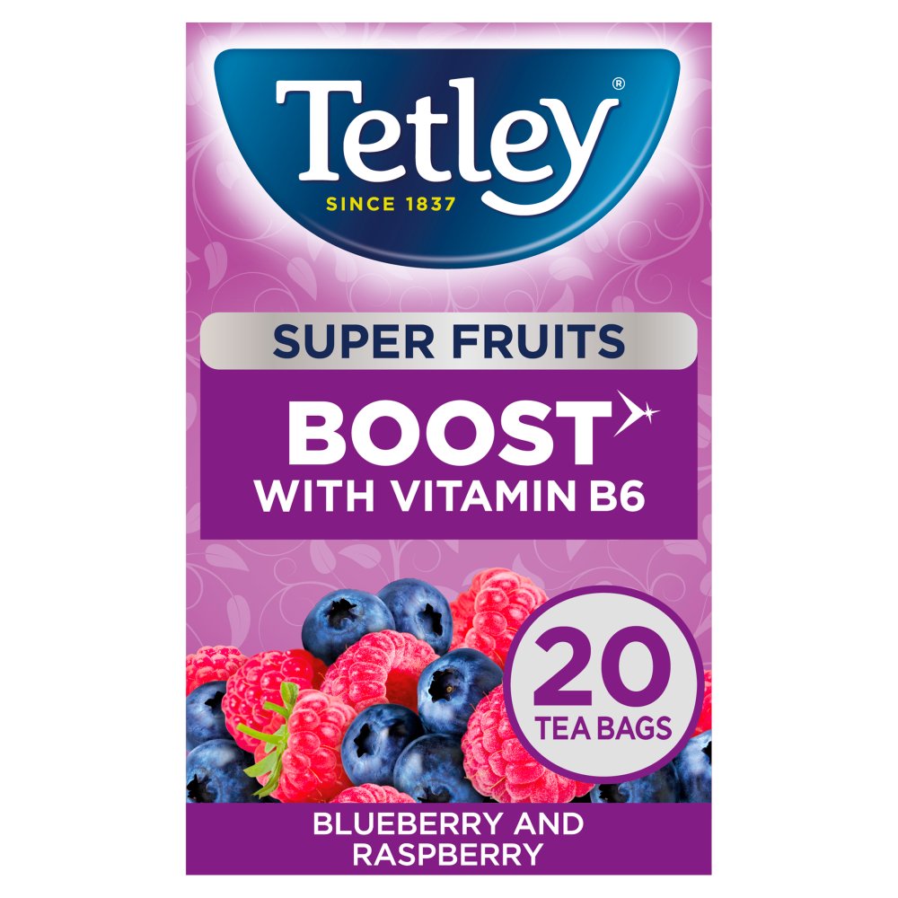 Tetley Super Fruits Boost Blueberry & Raspberry Tea Bags x20-Food