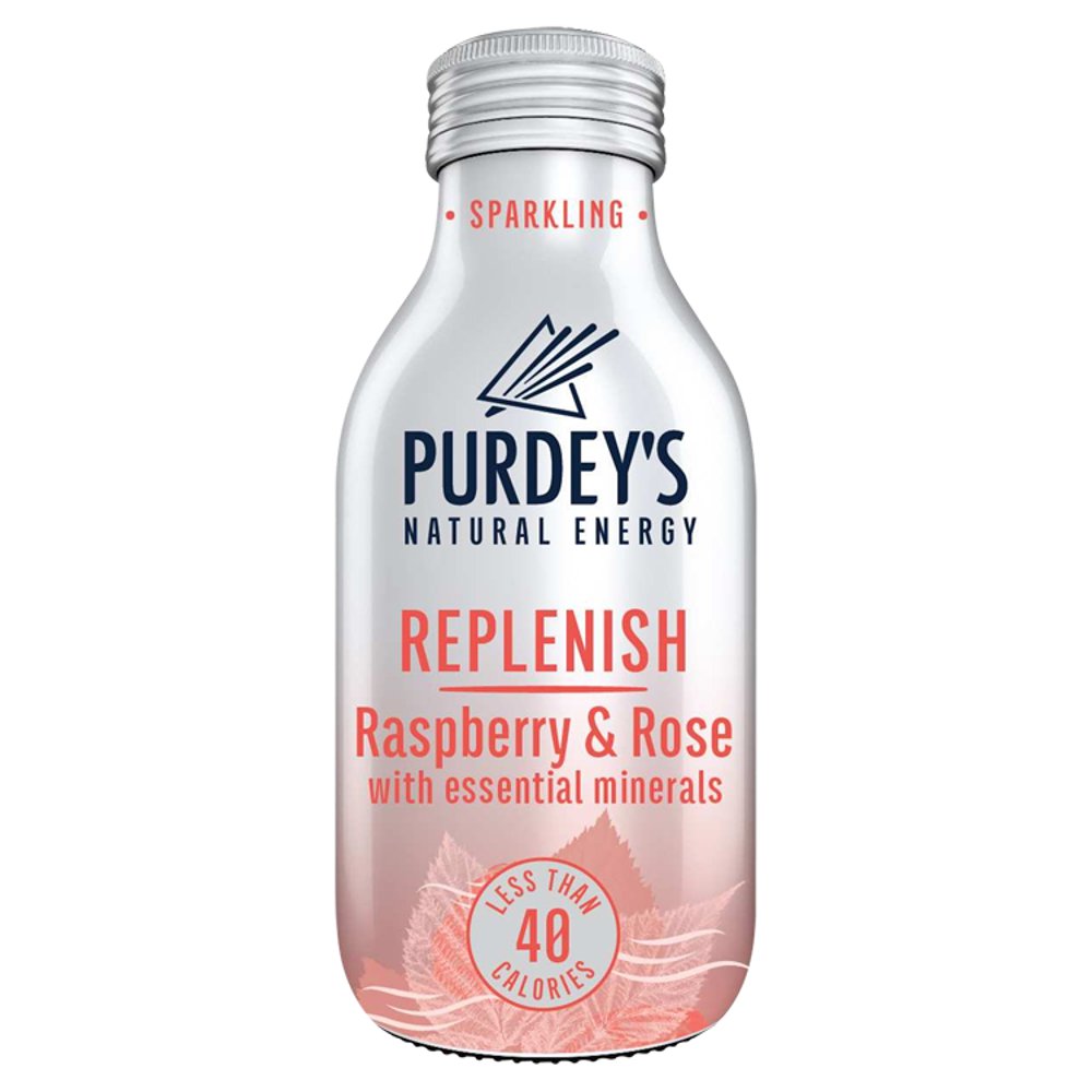 Purdey's Natural Energy Replenish Sparkling Raspberry & Rose with Essential Minerals Bottle 330ml-Food