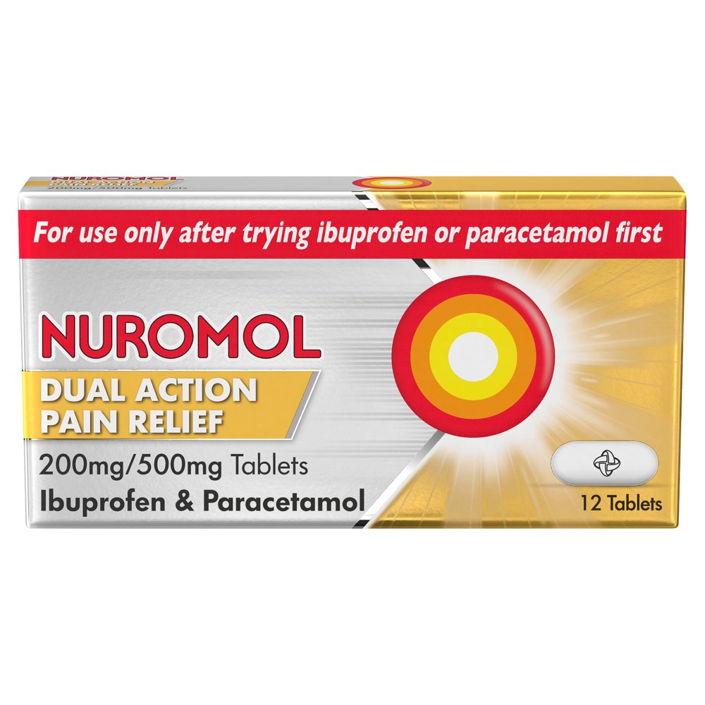 MASNuromol Dual Action Pain Relief 200mg/500mg 12 Tablets-Food