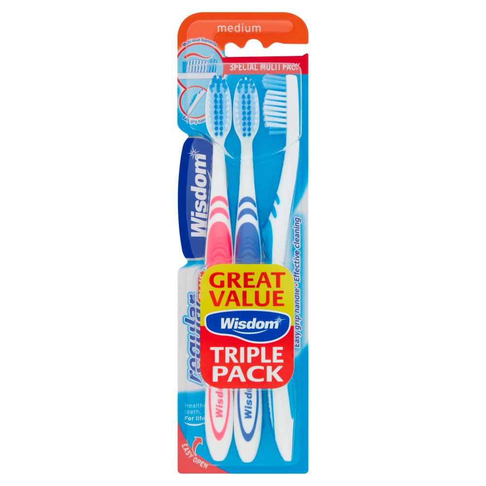 Wisdom 3 Medium Regular Plus Toothbrushes-Food