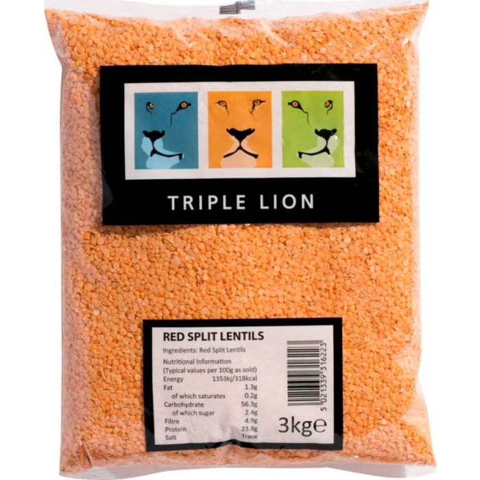 Triple Lion Red Split Lentils 3Kg-Food