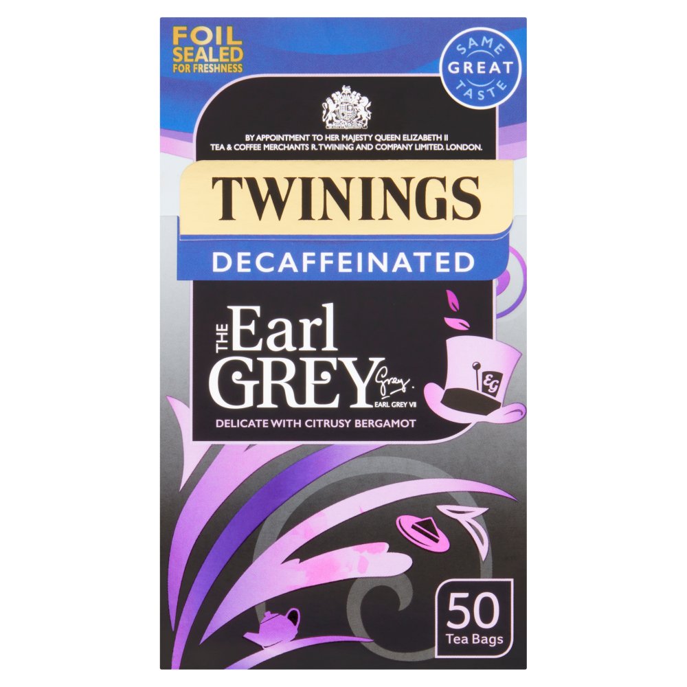Twinings The Earl Grey Decaffeinated 50 Tea Bags 125g-Food