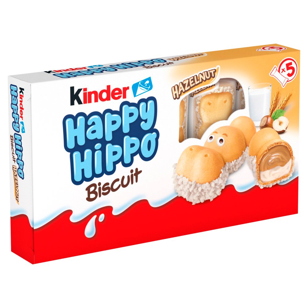 MASKinder Happy Hippo Milk Chocolate and Hazelnut Biscuits Multipack 5 x 20.7g (103g)-Food