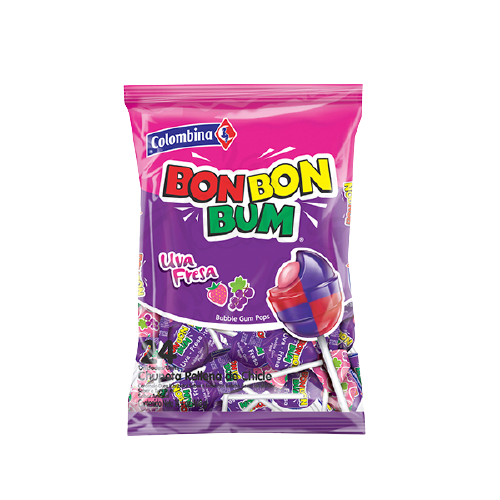 MASBon Bon Bum Grape Strawberry Lollypops 24 Count-Fd