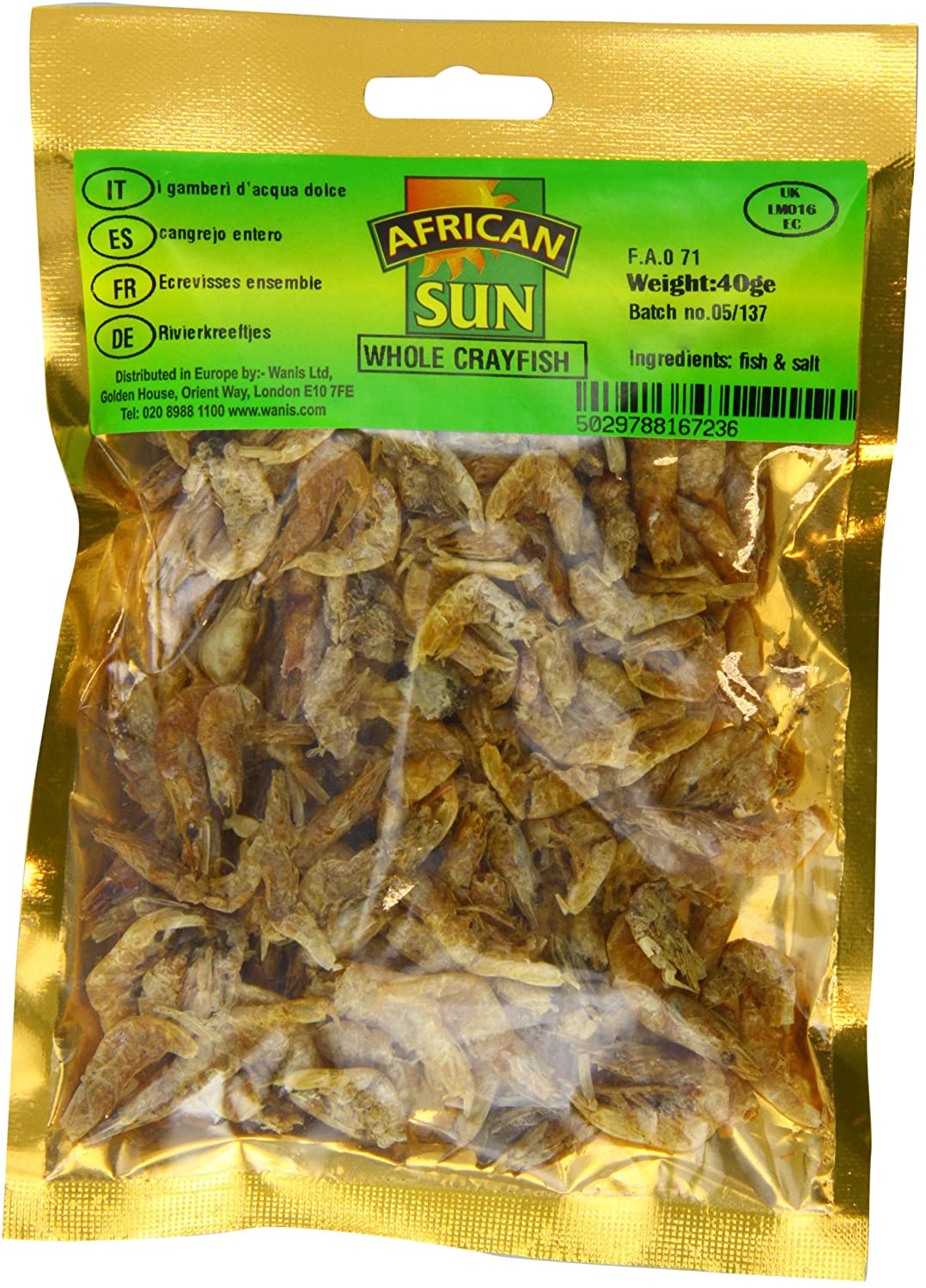 African Sun Whole Crayfish 40g Box of 10