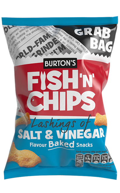 MASBurton's Fish'N' Chips Lashings of Salt & Vinegar Flavour Baked Snacks 125g-Food