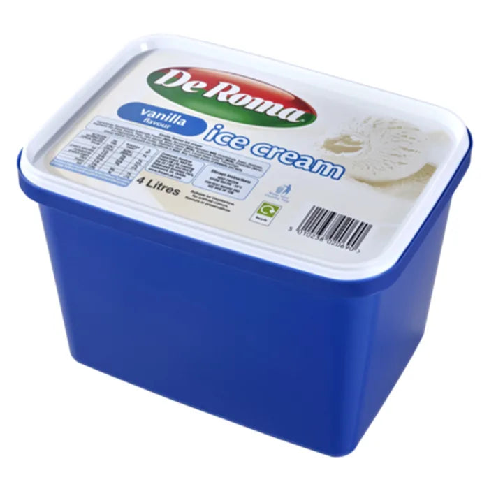 De Roma Vanilla Soft Scoop Ice Cream 4L