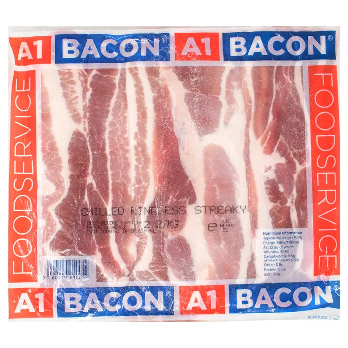 A1 Rindless Streaky Bacon-1x2.27kg BS Ready Meal Asetena Pa