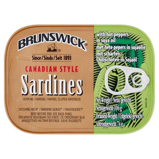 MASBrunswick Sardines With Hot Peppers 106g Box of 12-Fd Canned Fish Asetena Pa