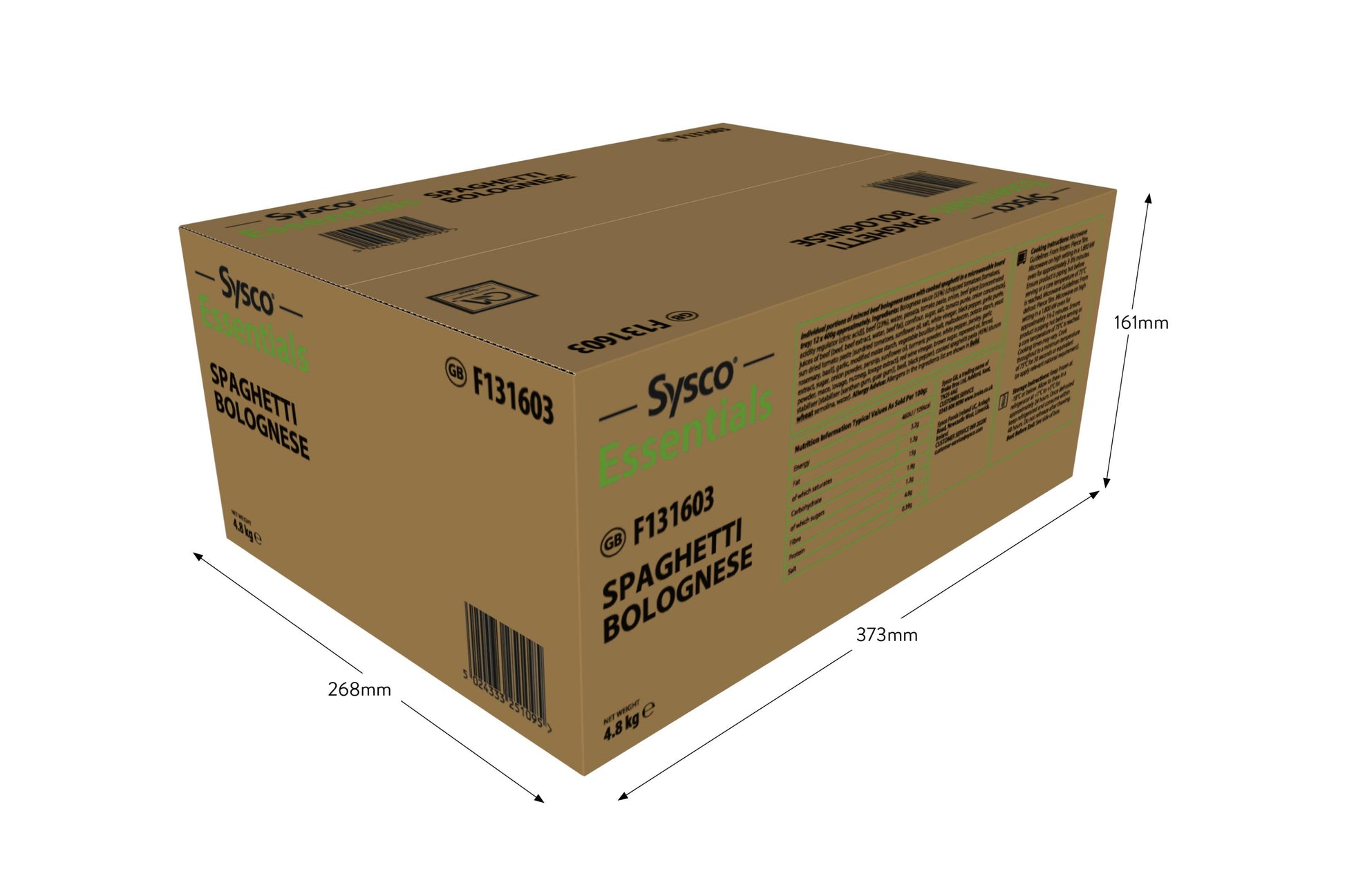 Sysco Essentials Spaghetti Bolognese 12 x 400g Ready Meals Asetena Pa 