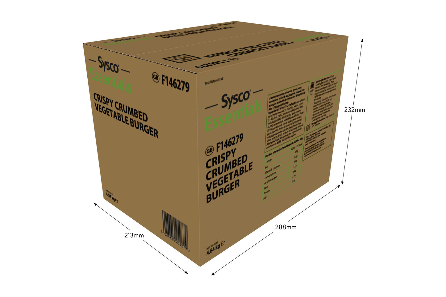 Sysco Essentials Crispy Crumbed Vegetable Burger 85 x 57g Ready Meals Asetena Pa 