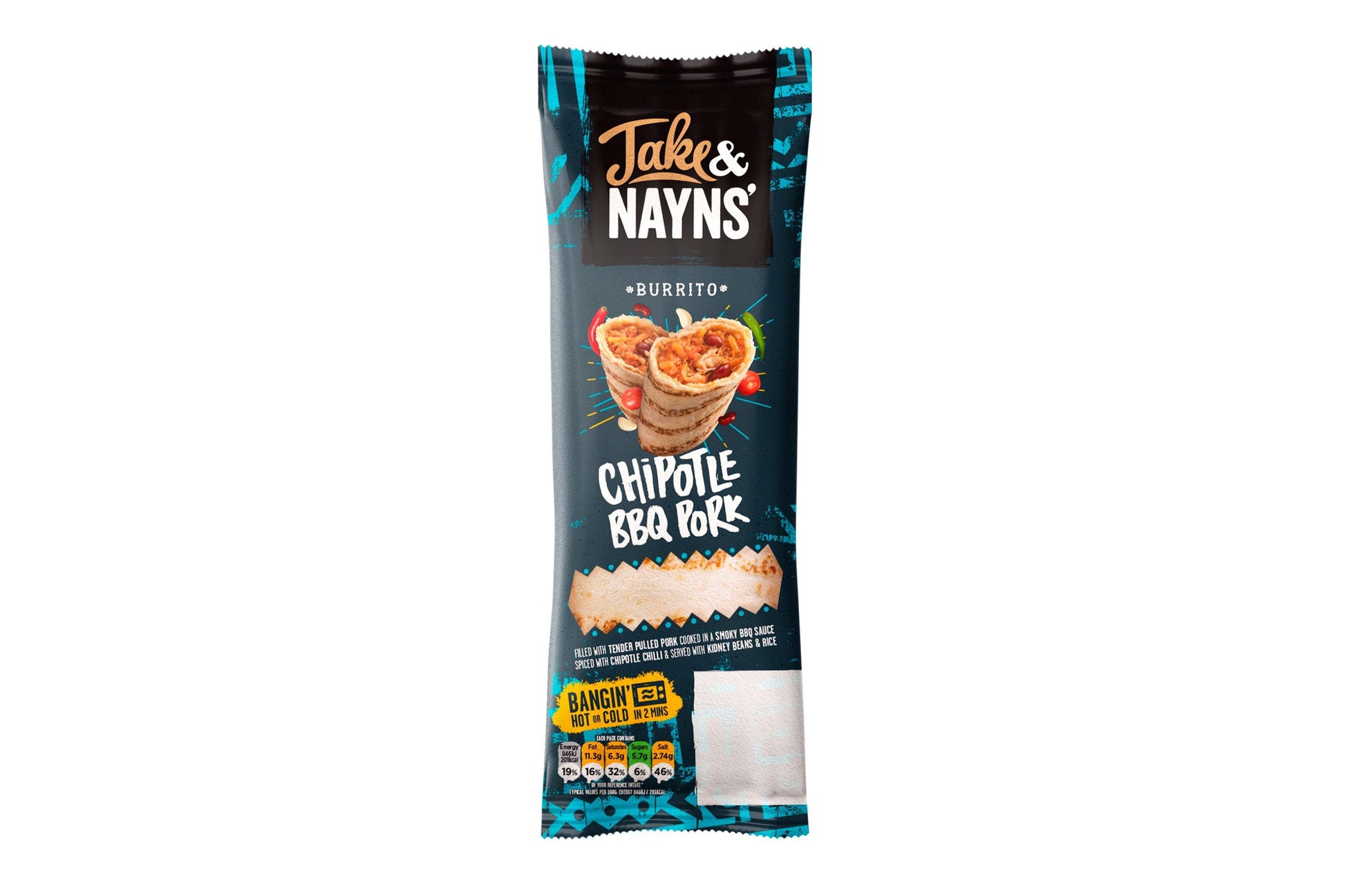 Jake & Nayns' Chipotle BBQ Pork Burrito 15 x 185g Ready Meals Asetena Pa 