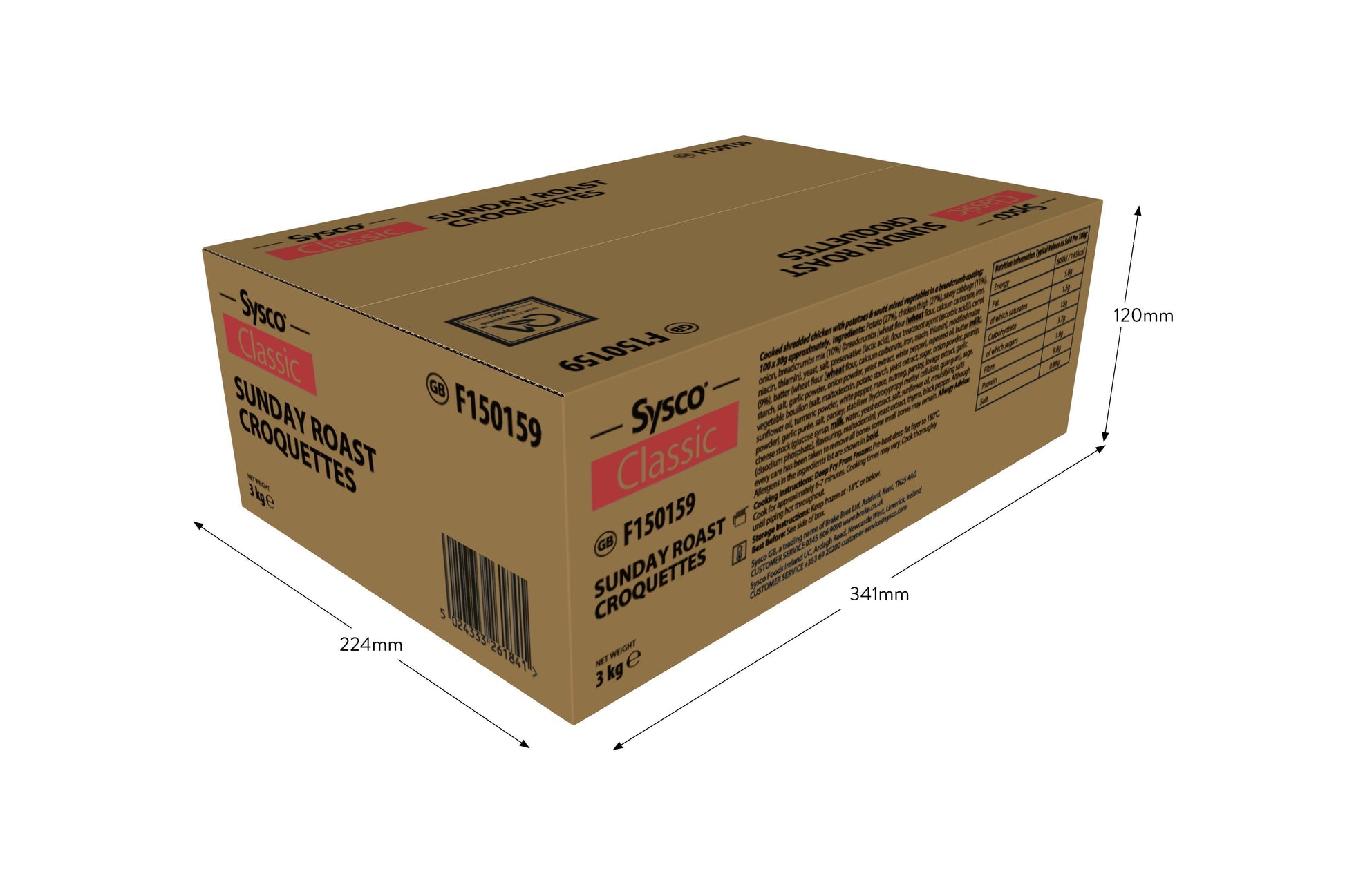 Sysco Classic Sunday Roast Croquettes 1 x 100 Ready Meals Asetena Pa 