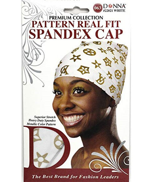 PREMIUM COLLECTION PATTERN REAL FIT SPANDEX CAP 1 pcs Color White #22021 Extensions Accessories Asetena Pa 