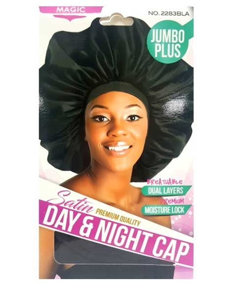 MAGIC COLLECTION SATIN JUMBO PLUS DAY AND NIGHT CAP 2283BLA Jumbo Plus Color Black Extensions Accessories Asetena Pa 