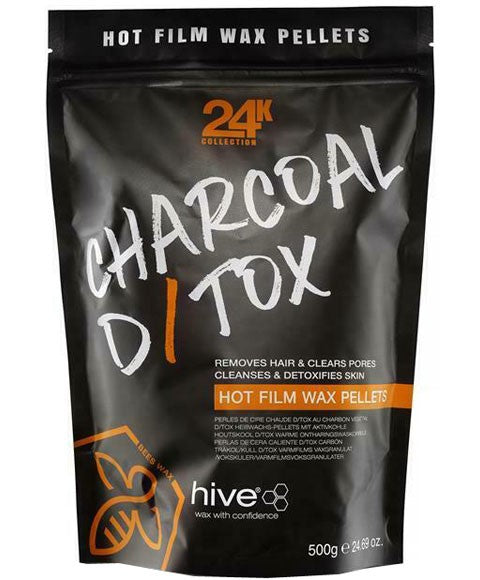 24K COLLECTION CHARCOAL D TOX HOT FILM WAX PELLETS 500 g Hair Removing Asetena Pa 