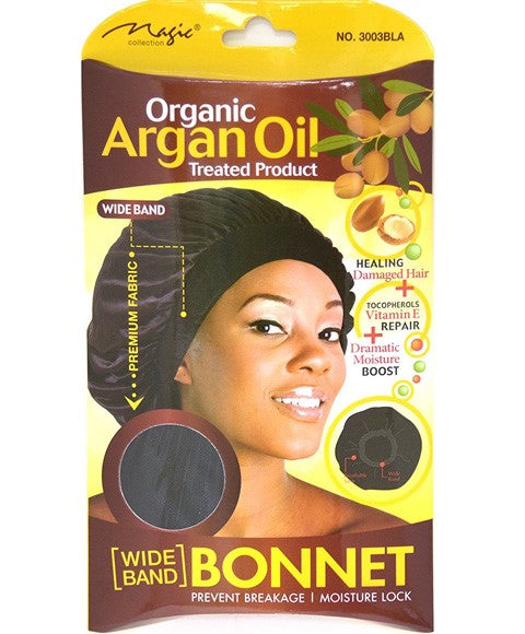 MAGIC COLLECTION ORGANIC ARGAN OIL BONNET 3003BLA  Color Black Durags and Caps Asetena Pa 