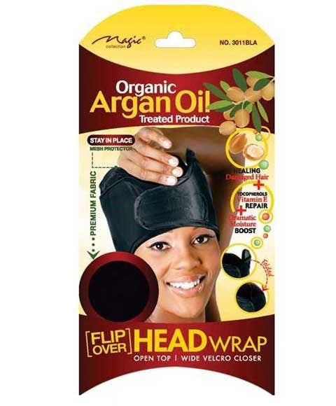 MAGIC COLLECTION ORGANIC ARGAN OIL TREATED PRODUCT HEAD WRAP  Color Black3011 Durags and Caps Asetena Pa 
