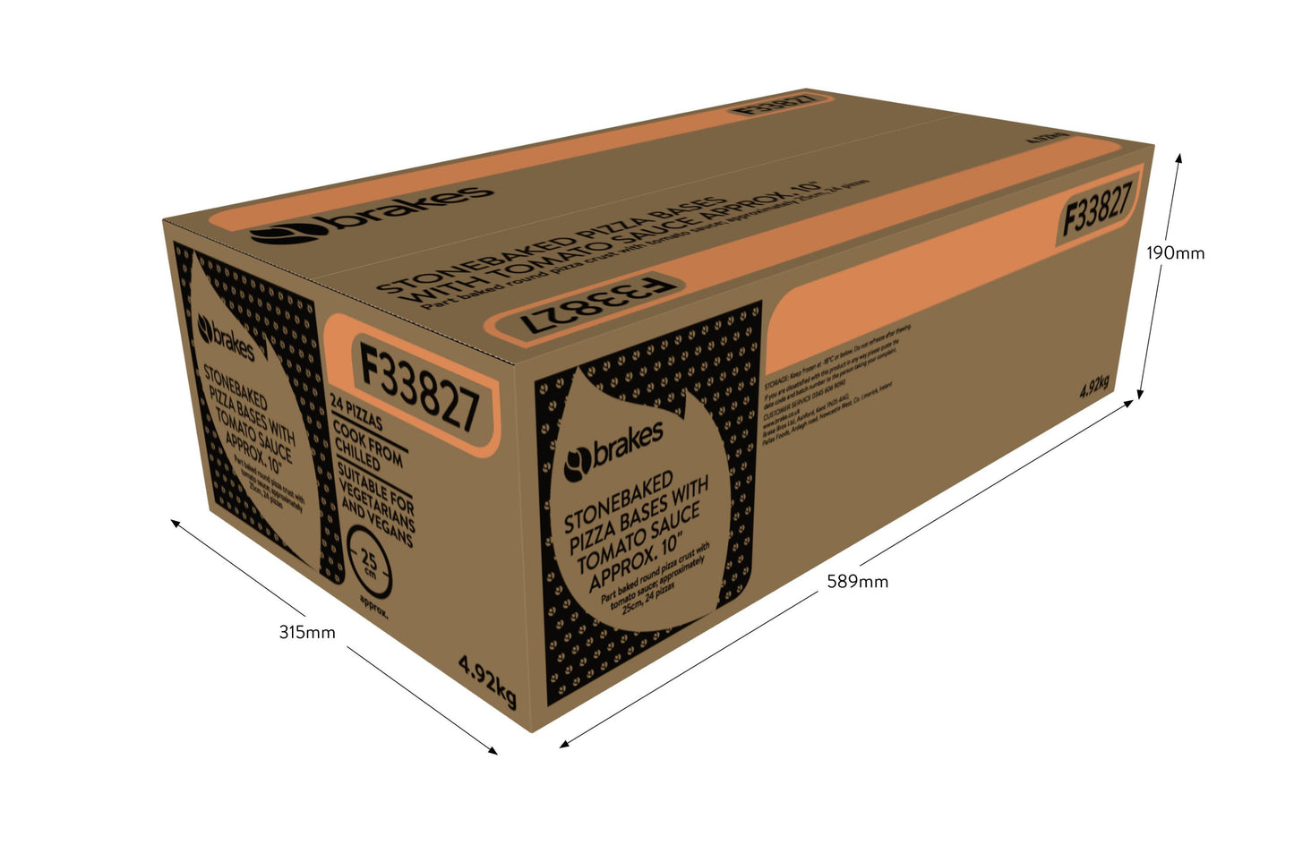 Brakes Stonebaked Pizza Base with Tomato Sauce approx. 10'' 1 x 24 Ready Meal Bundles Asetena Pa Brakes Stonebaked Pizza Base with Tomato Sauce 10'' 24 Pack