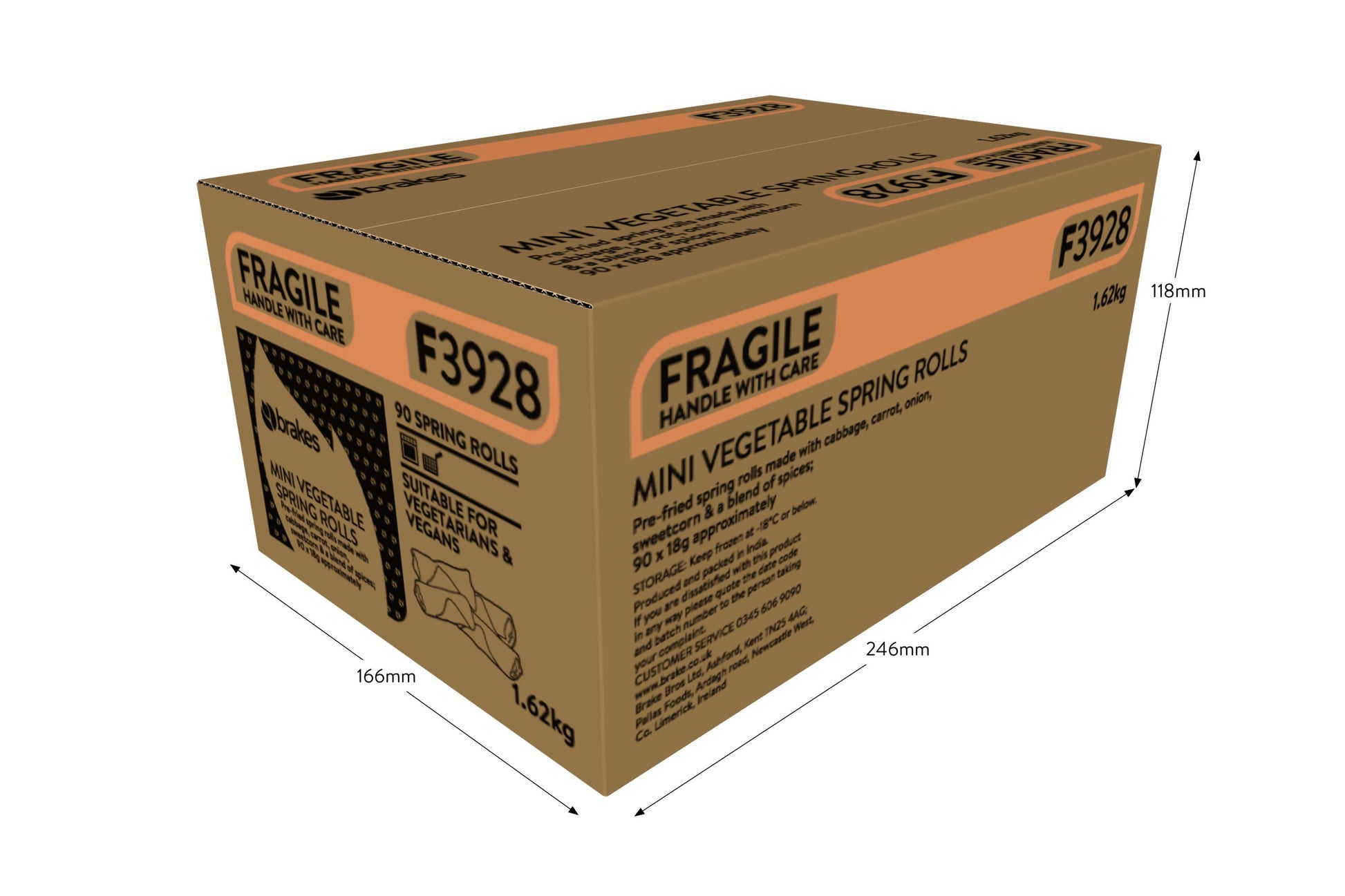 Brakes Mini Vegetable Spring Rolls 90 x 18g BS Ready Meal Asetena Pa Brakes Mini Vegetable Spring Rolls 90 x 18g Frozen Snack Meal