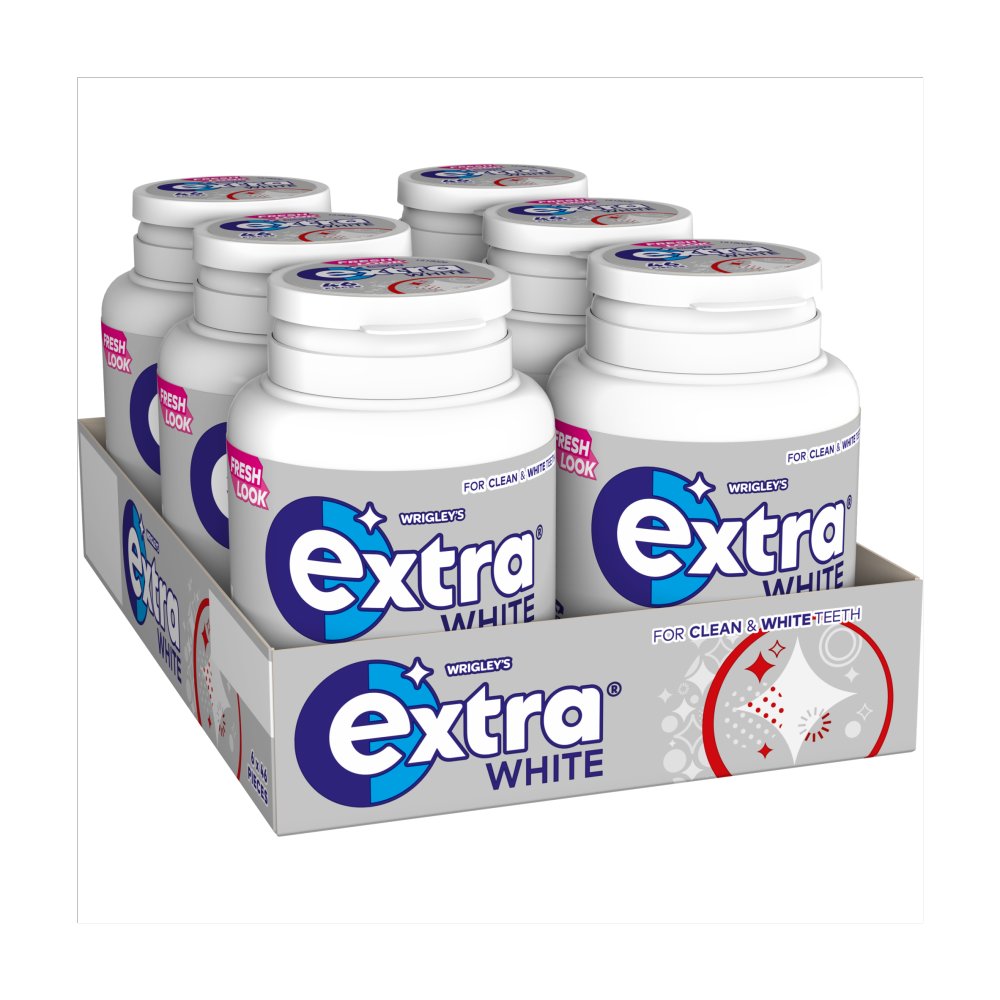 Extra White Chewing Gum Sugar Free Bottle 46 Pieces