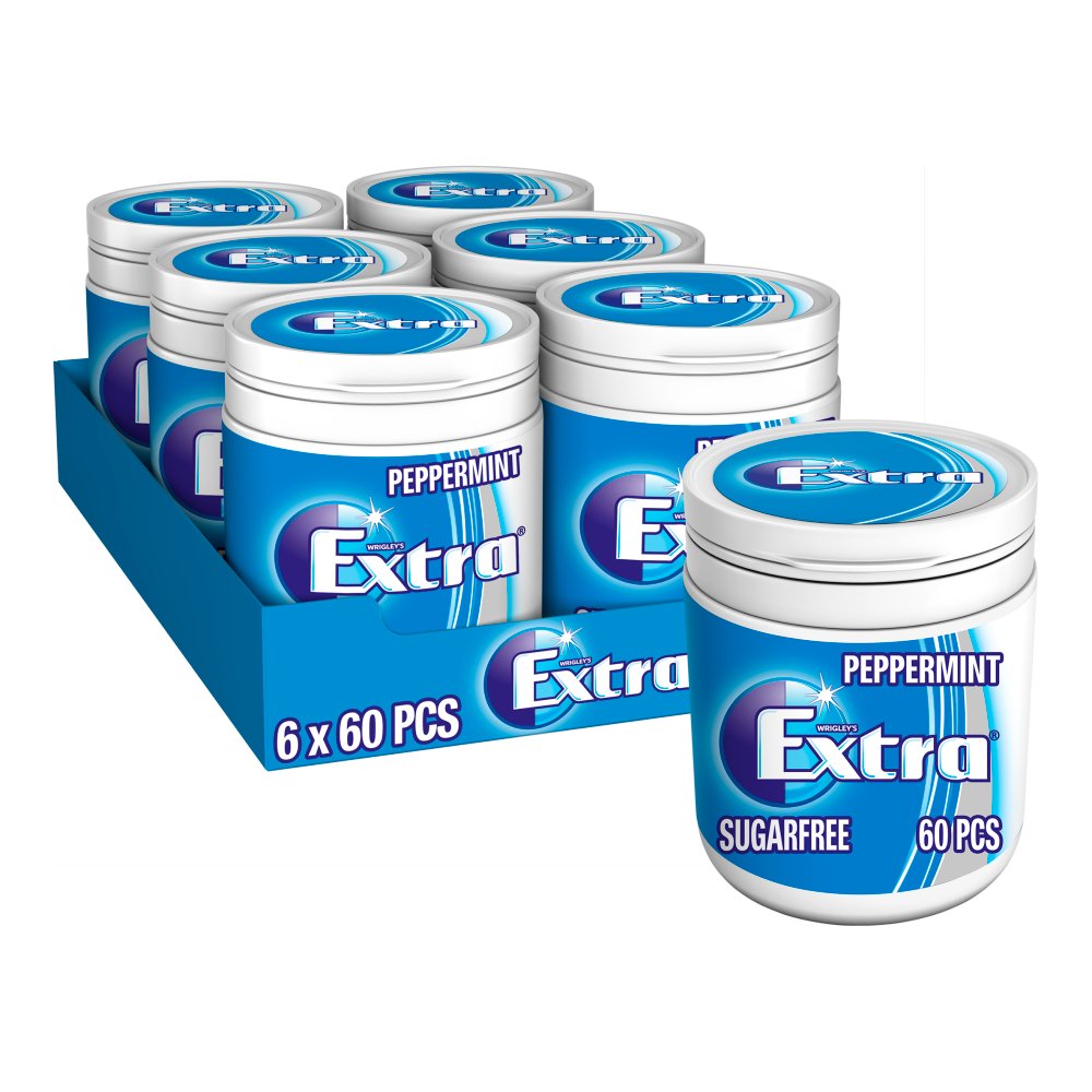 Extra Peppermint Chewing Gum Sugar Free Bottle 60 pieces