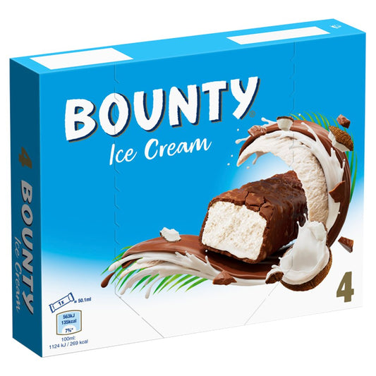 Bounty Chocolate & Coconut Ice Cream Bars 4pk   4pk × 12