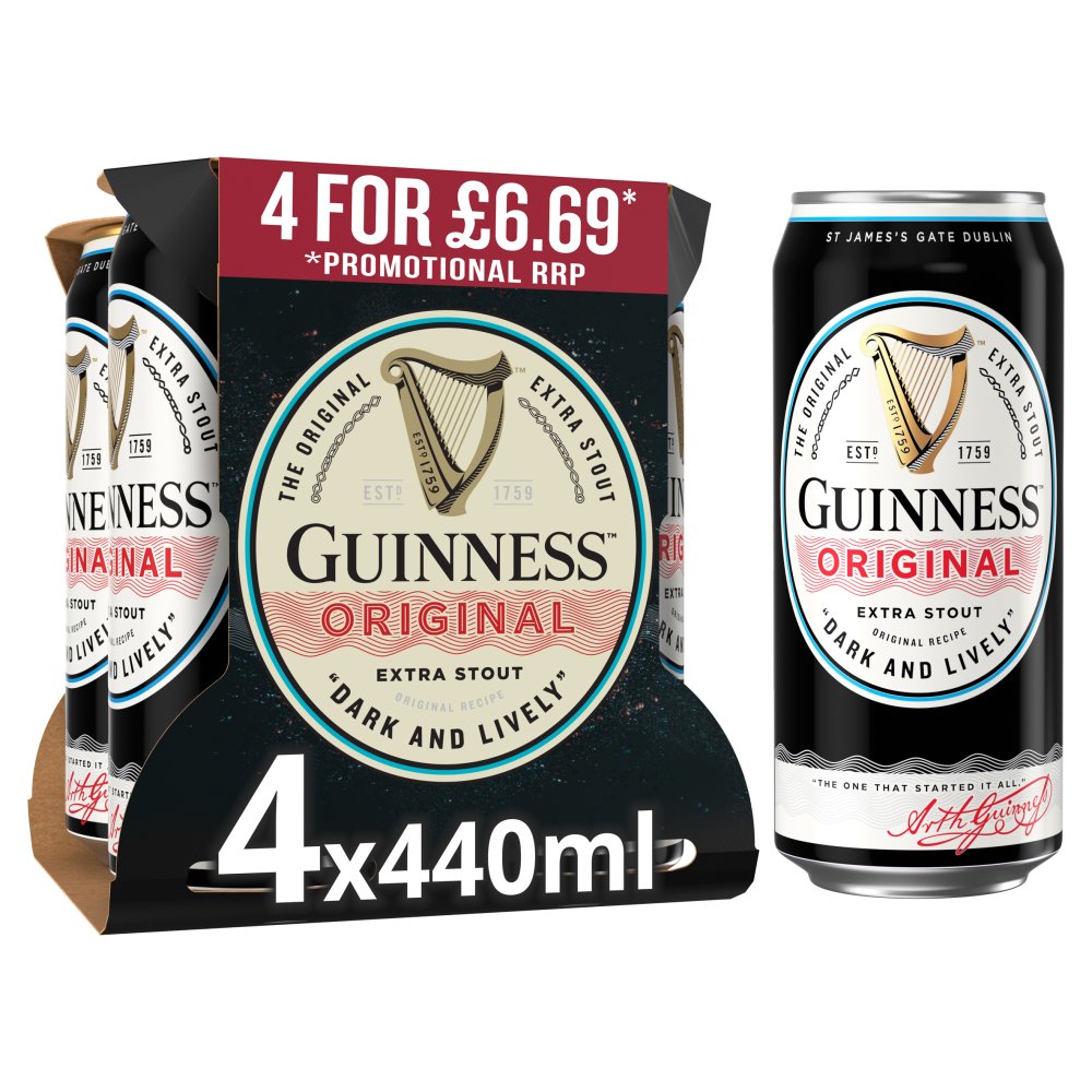 Guinness Original Extra Stout In Can 4.2% vol 440ml PMP £6.69 Cans   440ml × 6 × 1