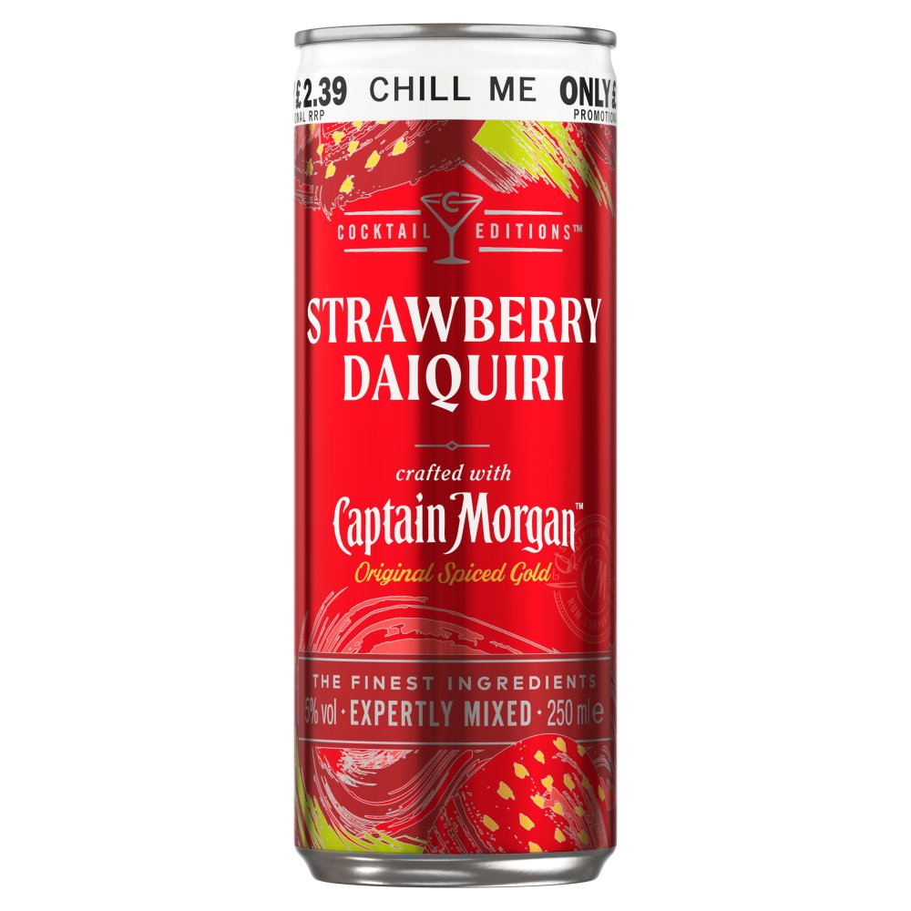 Captain Morgan Strawberry Daiquiri RTD 5% vol 250ml PMP £2.39   250ml × 12 × 1